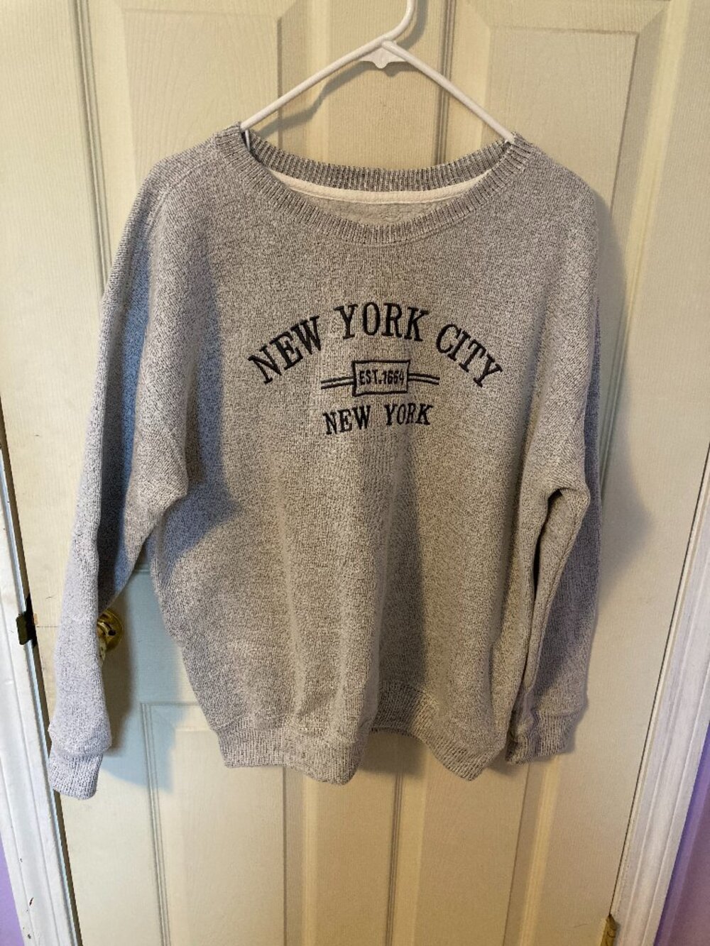 Mens Gray Sweater NYC Logo Size Large